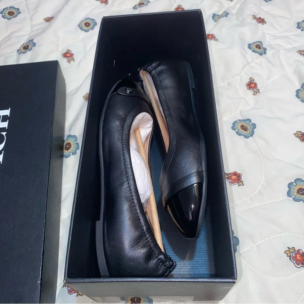 Coach Brandi Ballerina Patent Tip Black Leather Flats Sz.7B BRAND NEW - Picture 5 of 7